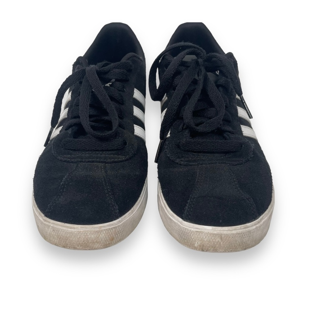 Adidas Classic Black Suede Trainer Sneaker White Stripes White Sidewall Athletic - Picture 5 of 10